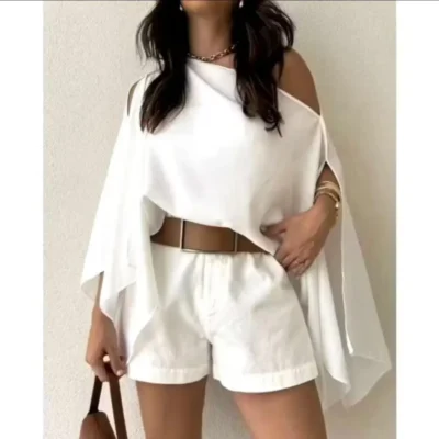 Blusa Cropped Capa Virginia Ampla Ombro Caído