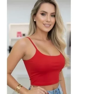 Cropped Feminino Alcinha Fina Suplex Com Forro Duplo