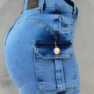 Short cargo cintura alta blogueira