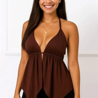 Blusa Cropped Bojo Chic Feminina Alças Finas