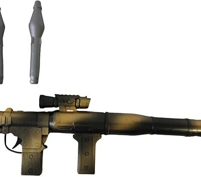 Bazuca de Dardos Militar de Brinquedo, 42cm, 3 Peças, Dourado Escuro