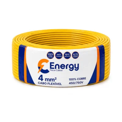 Cabo Flexível 4mm 100m Energy 100% Cobre 750V Antichama Certificado INMETRO