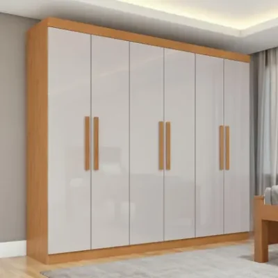 Guarda Roupa Casal 6 Portas Easy Slim Amendoa Clean