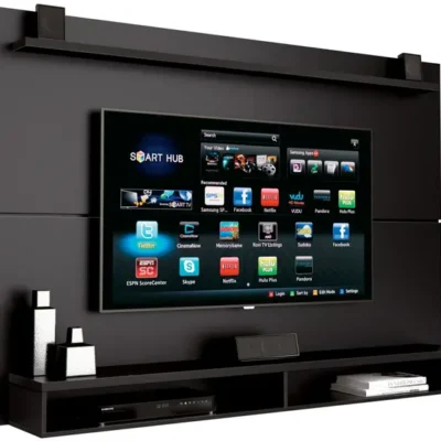 Painel Para TV Até 65 Polegadas Com Prateleira 1,80m Max Preto