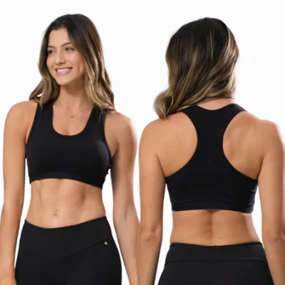 Kit 2 Top Fitness Feminino Sem Bojo em Suplex Forrado Zero Transparência